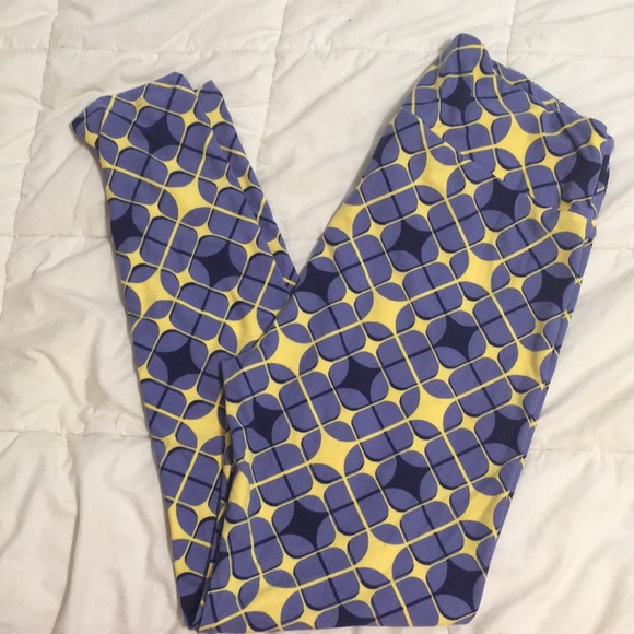 Lularoe purple/yellow tc leggings - Picture 1 of 1